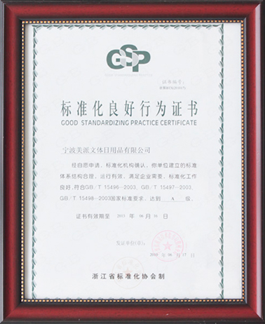 標(biāo)準(zhǔn)化良好行為證書